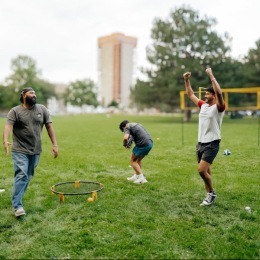 Find your perfect fit at Radiant people playing games outdoors