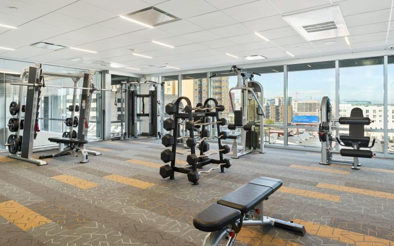 a gym with exercise equipment